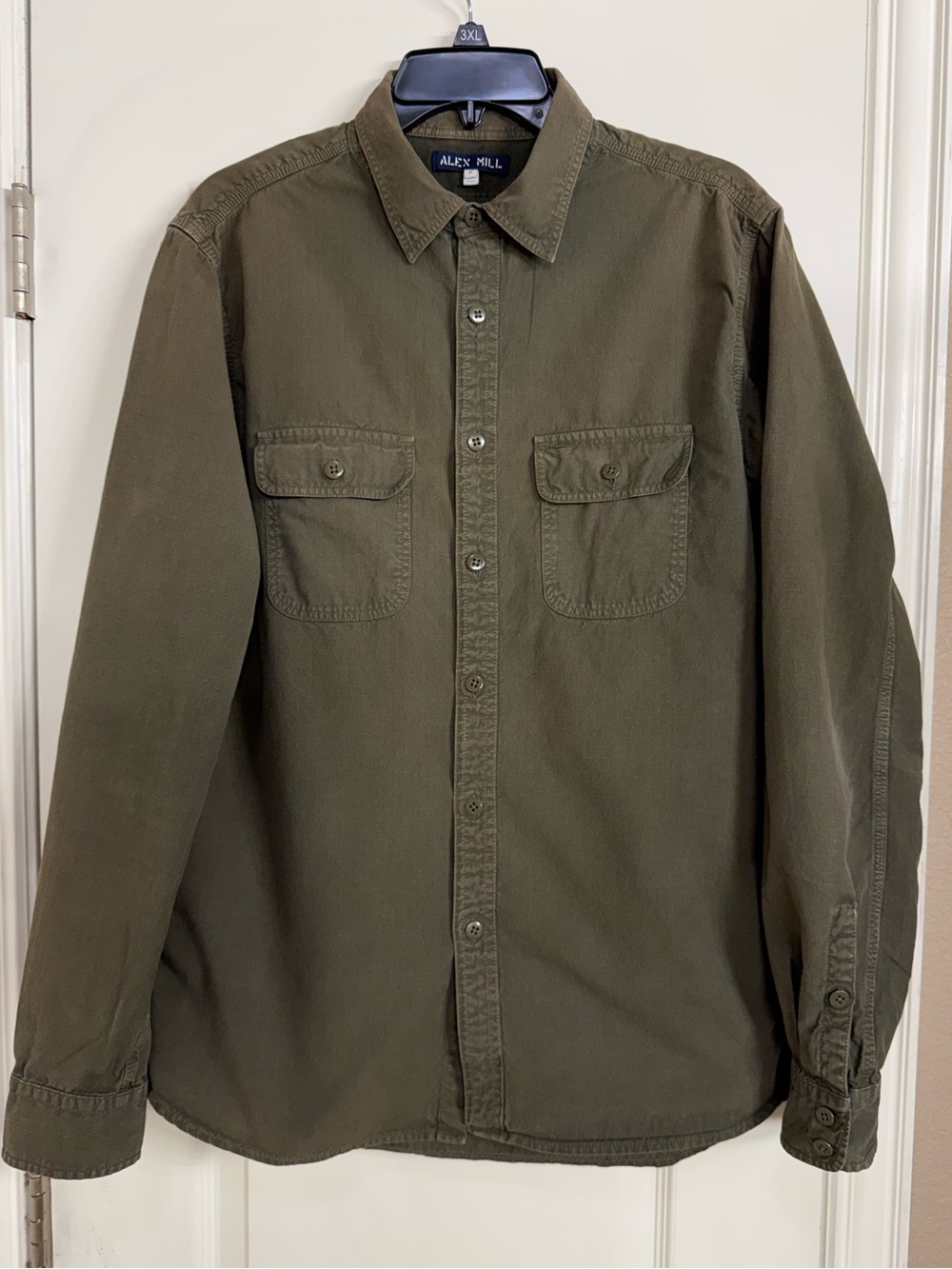 Alex Mill Men’s Long Sleeve Button Up Olive Green Cotton Field Shirt SzM